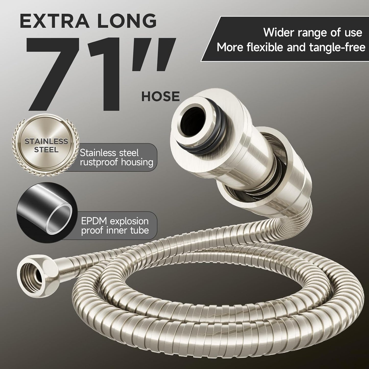 Veken Wide Rain Shower Head with 6 Modes Handheld Water Spray,High Pressure Showerhead Combo with Arm,Adjustable Dual Shower with Anti-Clog Nozzles, Brushed Nickel