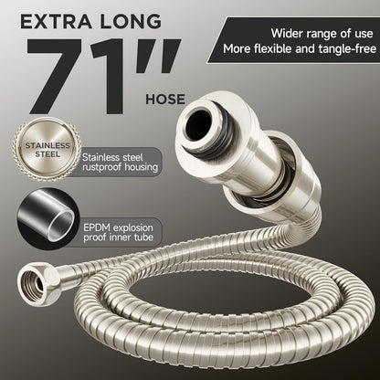 Veken Wide Rain Shower Head with 6 Modes Handheld Water Spray,High Pressure Showerhead Combo with Arm,Adjustable Dual Shower with Anti-Clog Nozzles, Brushed Nickel