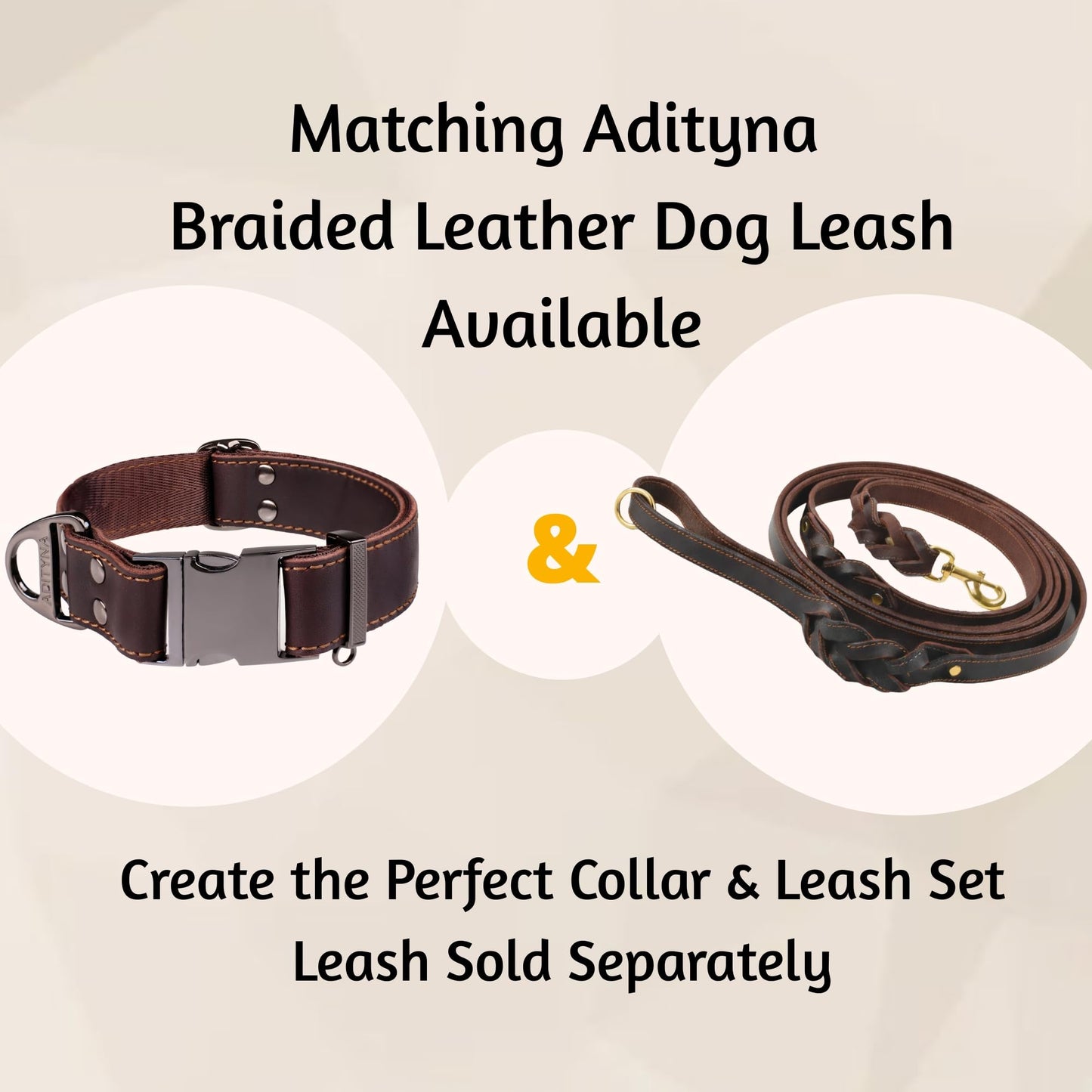 ADITYNA Leather Dog Collar for Medium & Large Dogs. Chosen for real quality, fits naturally into