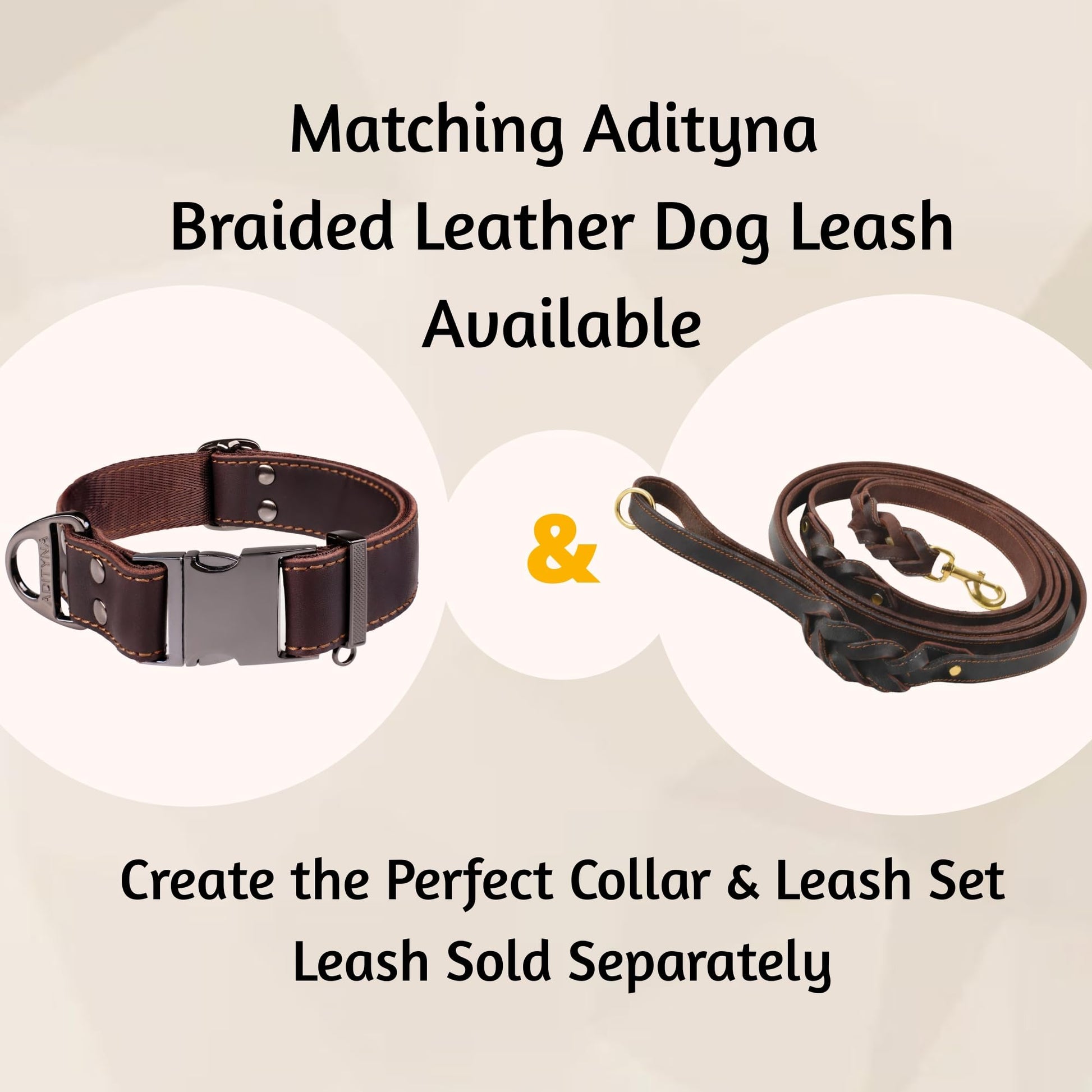 ADITYNA Leather Dog Collar for Medium & Large Dogs. Chosen for real quality, fits naturally into