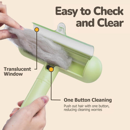 Reusable Pet Hair Remover - Lint Roller for Dog & Cat Fur - for Furniture, Carpet, Clothing - Detachable Handle (Green)