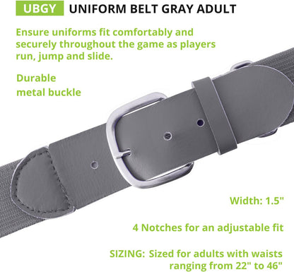 Champion Sports Baseball/Softball Uniform Belt, Comfort Stretch Fit Durable Syntex Tab - Youth & Adult Sizes, Multiple Colors