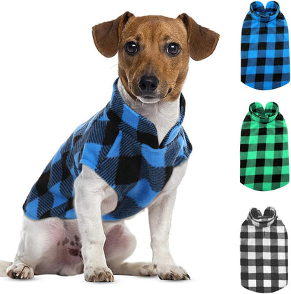 ASENKU Dog Sweater 3 Pack, Plaid Dog Fleece Vest, Soft Comfortable Pet Pajamas, Warm Winter Dog Shirt, Cold Weather Coat Jacket Pet Clothes for Small & Medium Dog Breeds