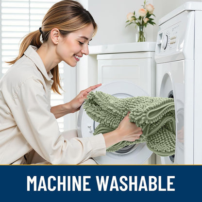 Smiry Dog Door Mat for Muddy Paws 48x30, Absorbs Moisture and Dirt Doormat, Non-Slip Washable Quick Dry Chenille Front Door Mat Indoor Entrance, Entryway Carpet for Inside Floor, Sage Green