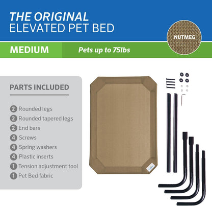 Coolaroo Original Elevated Dog Bed - Breathable Off-The-Ground Pet Bed with Cooling Fabric, Joint Relief & Moisture-Resistant Fabric, 100% Recyclable, Easy Clean, Nutmeg, Medium