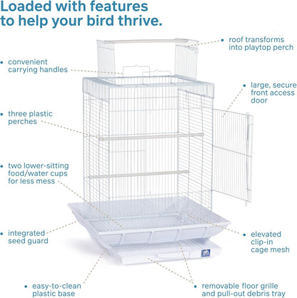 Prevue Hendryx Clean Life Playtop Cage, White, 1/2" (SP851W/W)