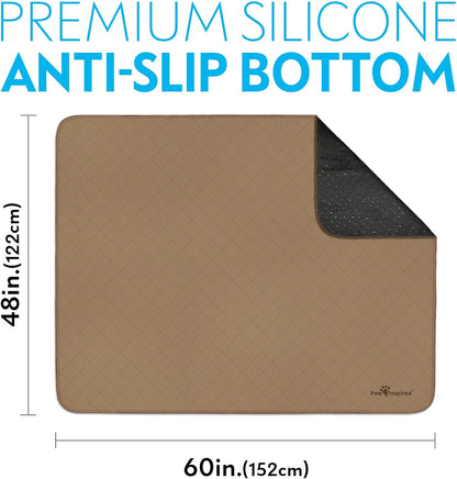 Paw Inspired Washable Pee Pads for Dogs, Leakproof, Non-Slip Reusable Puppy Pads for Potty Training, Whelping, Waterproof Mat (48x60 Inch, Pack of 1)