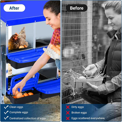 Chicken Nesting Box, 10 Hole 2 Layer Hen Nest Boxes with Legs, Roll Away Eggs Laying Boxes,Cleanable Pull Out Hen Roosting Boxes