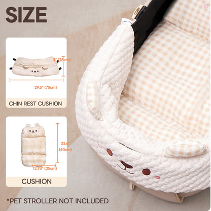 Cooling Cushion for Pets, Removable & Washable Dog Stroller Cushion, Both Side Used Pet Stroller Cushion for Dogs & Cats, Khaki