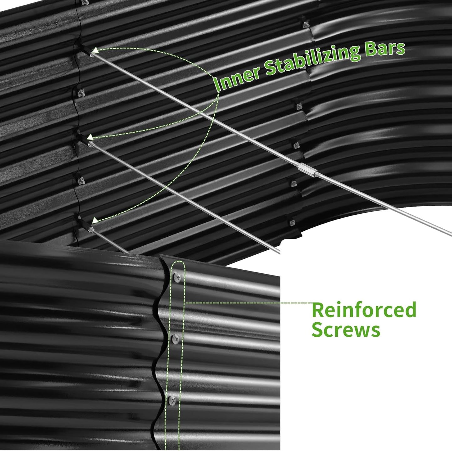 Land Guard 24“ Tall Galvanized Raised Garden Bed Kit, Galvanized Planter Garden Boxes Outdoor, Oval Large Metal Raised Garden Bed for Vegetables (Dark Gray, 4×2×2ft)