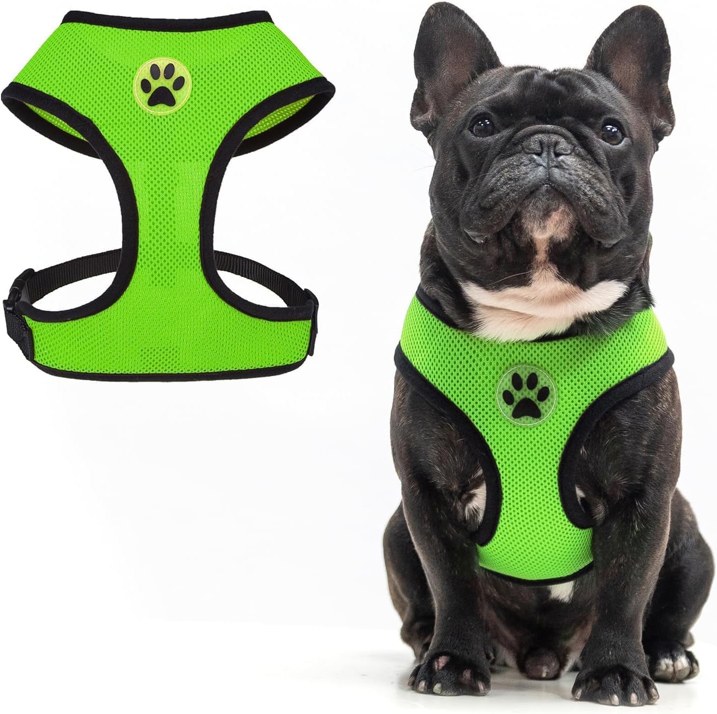 BINGPET No Pull Dog Harness,Soft Mesh Breathable All Weather Vest Harness,Safety Protection Design Durable Adjustable Step-in Easy Walk Dog Harness for Small Medium Large Dogs(Green,M)