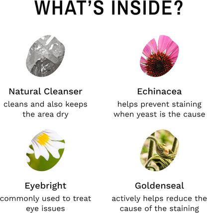 Eye Envy Tear Stain Remover Powder for Dogs and Cats. 100% Natural, Safe. Apply Around Eyes. Absorbs and Repels Tears. Keeps Area Dry. Treats The Cause of Staining. Made in The USA (2.5 oz)