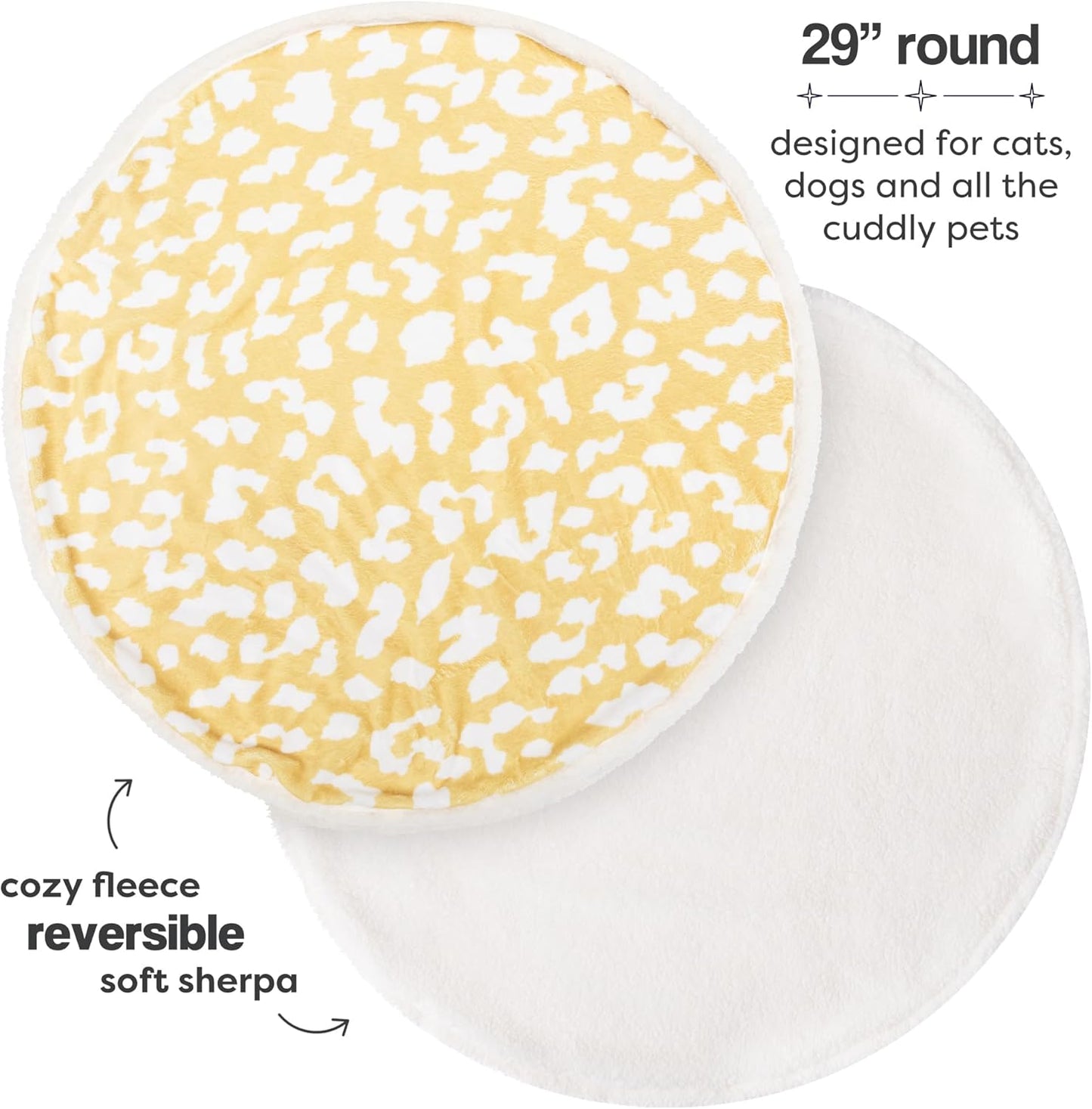 Cat Blanket for Indoor Cats – 29" Soft Sherpa Fleece Pet Throw, Washable Reversible Dog Blanket for Small Dogs, Cats, Kittens, Couch Bed Sofa Car Protector – Yellow