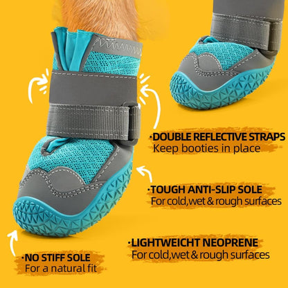 Dog Shoes for Large Dogs, Medium Dog Boots & Paw Protectors for Hardwood Floors, Outdoor Dog Booties for Hot Pavement Winter Snow Hiking, Breathable Dog Shoes with Reflective Strips Size 5