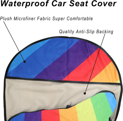 Car Seat Cover Protector Front Seats,for Gym Workout,Running,Swimming,Beach and Hiking,Waterproof Sweat Towel Bucket Seat Covers for Cars SUV Trucks (Rainbow, 2Pcs)