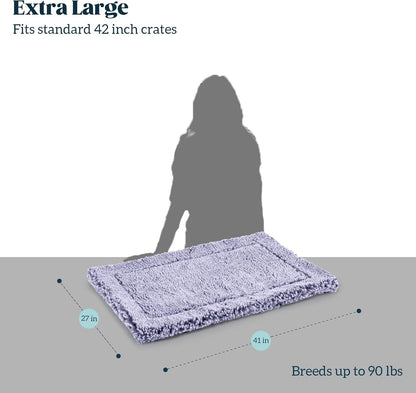 Stoutwool Indestructible Dog Bed - Fluffy Chew Proof Dog Crate Pad - Tough Kennel Pad for Aggressive Chewers - Washable, Ideal for Large Breeds & Fits 42-Inch Crate - 41"x27", Jacaranda