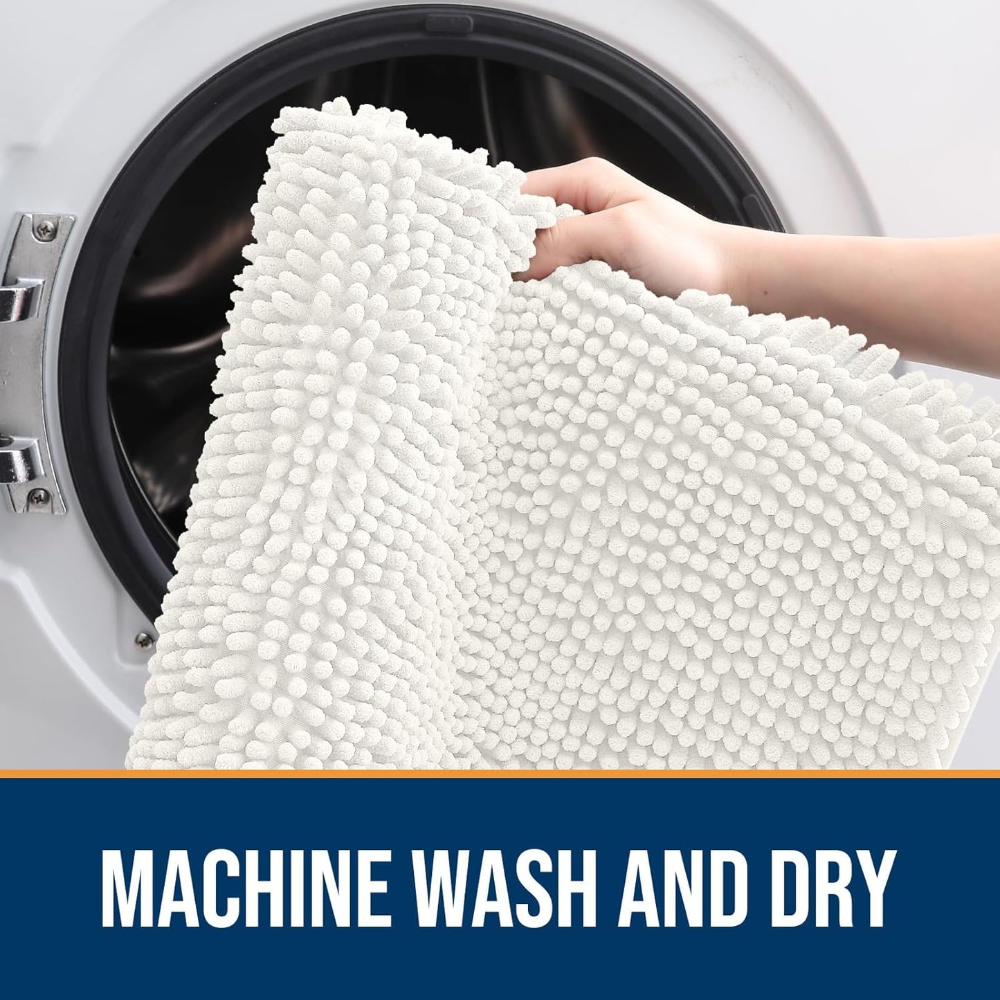 OLANLY Dog Door Mat for Muddy Paws 59x24, Absorbs Moisture and Dirt, Absorbent Non-Slip Washable Doormat, Quick Dry Chenille Mud Mat for Dogs, Entry Indoor Entryway Carpet for Inside Floor, Ivory