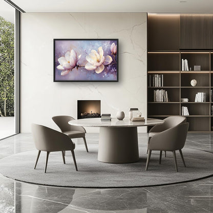 Large Floral Landscape Wall Art for Living Room, Purple Flower Canvas Oversized Wall Decor, Aesthetics Framed Pictures Painting Print Artwork for Bedroom Office 36L" x 24W"