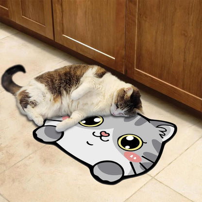 Pet Supplies Cat Feeding Bowl Mat - Absorbent, Easy Clean, Quick Dry for Cat Food and Water Dispenser - Grey, 19"x15"