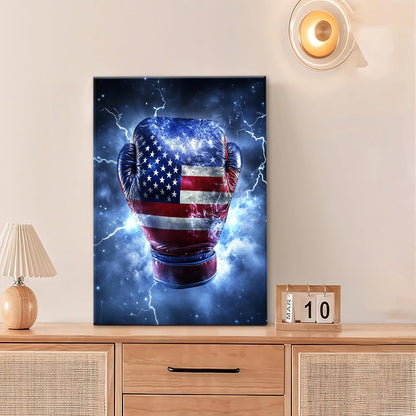 Sports Boxing Wall Art Canvas American Flag Wall Decor Prints Framed Painting Pictures Gifts Artwork for Bathroom Living Dining Room 16"x24"
