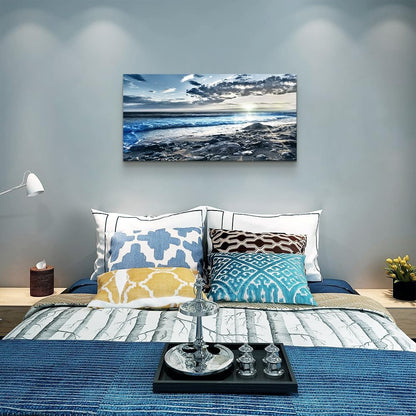 Wall Art For Living Room Wall Decor For Bedroom Large Size Poster Blue Beach Sun Ocean Landscape Paintings Prints Artwork Bathroom Decorations Seascape Canvas Prints Hang Pictures Office Home Decor