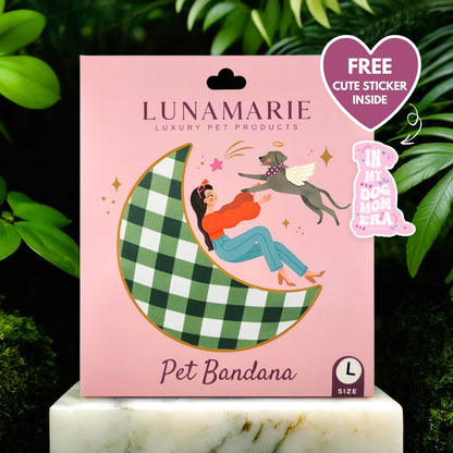 LunaMarie - Luxury Pet Birthday Bandanas -Premium & Silky Poly Fabric | 100% Handmade | Custom Shape Dual Layered (Olive, Small)