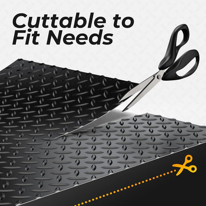 7.8 x 22 FT Garage Floor Mat, 2.8mm Thickness Diamond Plate Vinyl Garage Flooring Roll for Under Car, Large Size 172 SQFT for Large SUVs, MPV, Pickup Truck, RV, Black