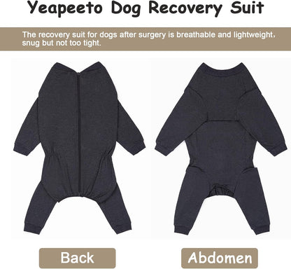 Yeapeeto Dog Onesie Surgery Recovery Suit for Large Medium Bodysuit Dogs Pajamas PJS Full Body for Shedding, Prevent Licking, Wound Protection, Cone Alternative(5XL,Dark Grey)