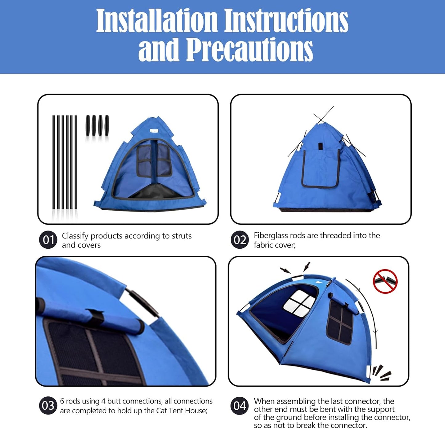 Navy Blue Small Cat & Dog Outdoor House Tent - Waterproof, Washable & Multipurpose - Ideal for Cats, Dogs & Bunnies