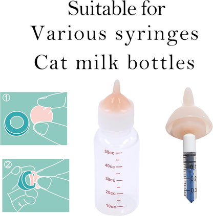 Silicone Feeding Nipples and Syringes for Newborn Kittens, Puppies, Small Animals, Rabbits Dongdong pet
