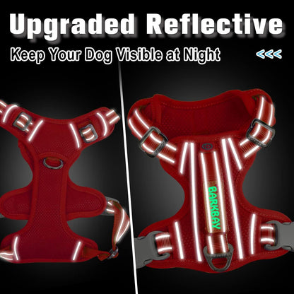 BARKBAY Dog Harness No Pull with ID Tag Pocket - Heavy Duty, Reflective, Easy Control for Large Dogs(Red,L)