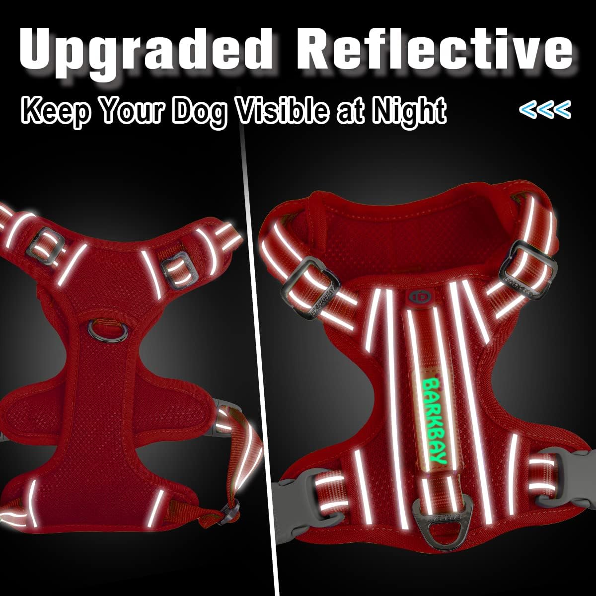 BARKBAY Dog Harness No Pull with ID Tag Pocket - Heavy Duty, Reflective, Easy Control for Large Dogs(Red,S)