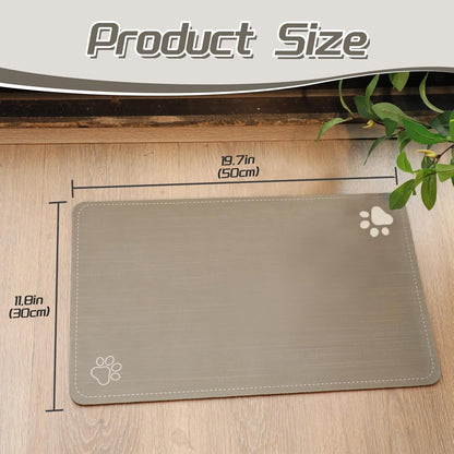 Le courant Pet Feeding Mat Absorbent Non-Slip Pet Placemat for Feeding Bowl, with Waterproof Rubber Backing, Quick Dry Water Dispenser Mat for Dog and Cat,Brown.Dog Paw-11.8x19.7 in