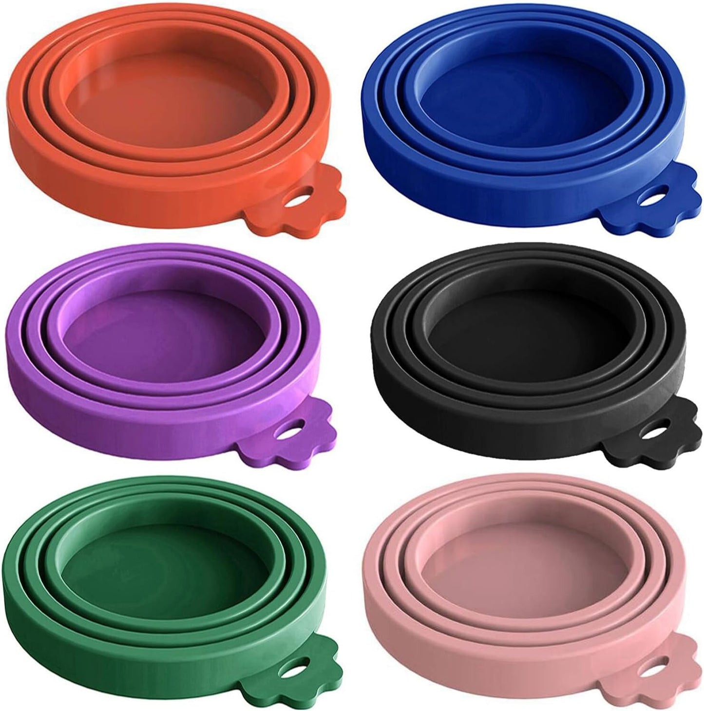 WANBAO Food Can Lids Pet Can Covers 6 Pcs for All Standard Size Dog and Cat Food Can Lids, Mix Color Dark Blue, Dark Green