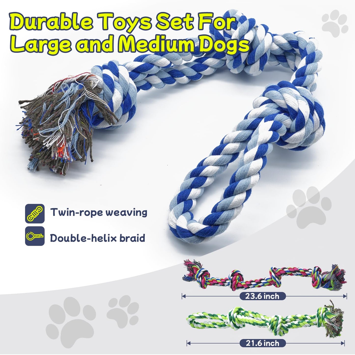 Rocfish [4 Pack] Dog Rope Toys for Aggressive Chewers. Chosen for real quality, fits naturally into