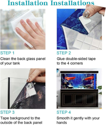 30X18IN Natural Undersea Aquarium Background, Undersea Beach Fish Tank Background, with 8 EVA Double-Sided Tape