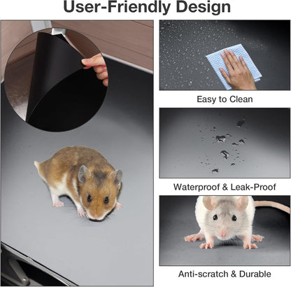 Guinea Pig Cage with Wooden Stand - Hamster Cage, Small Animal Cage Anti Chew Ramp, Hideout, Platform, Pull Out Tray (Brown, L)