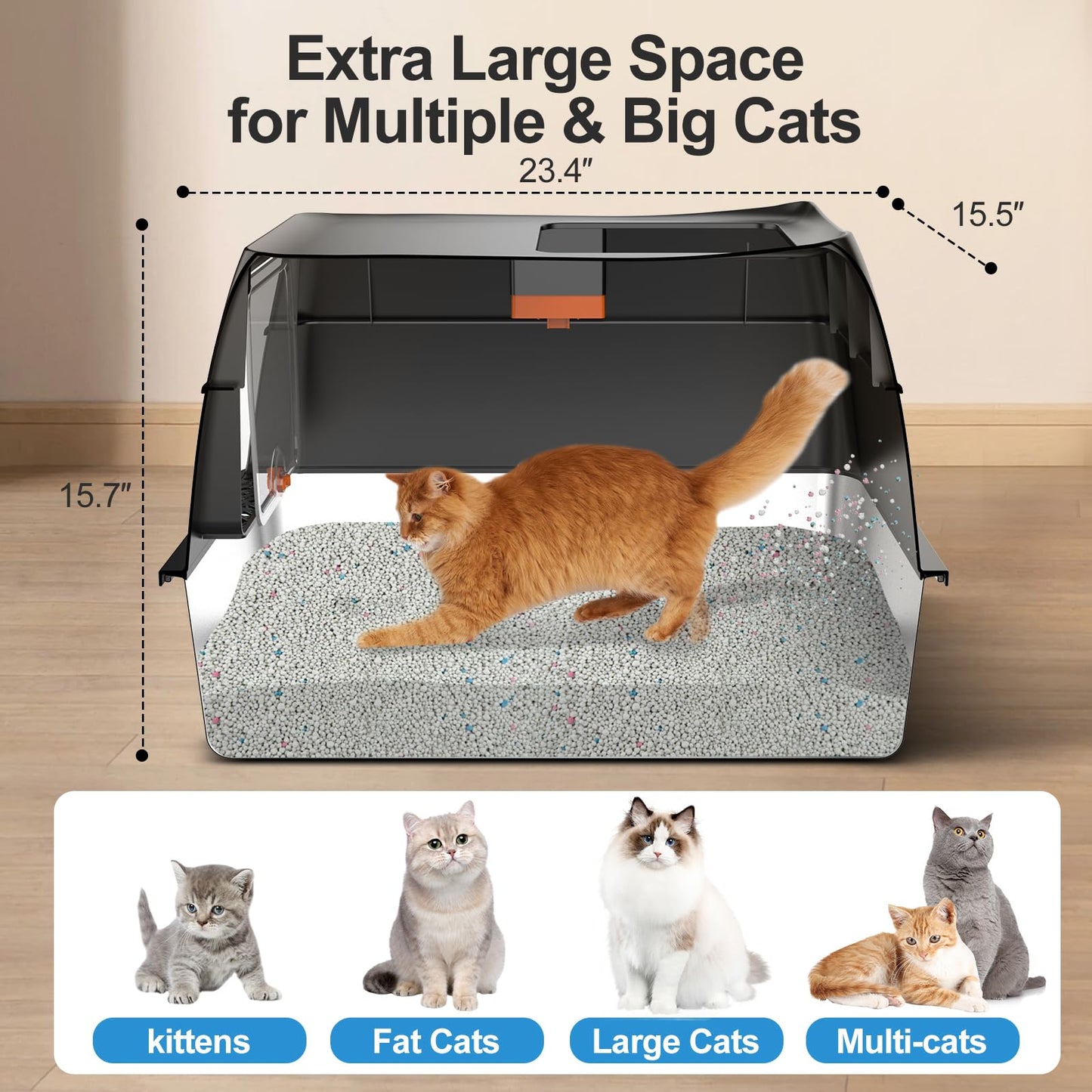 Lobeve Extra Large Stainless Steel Litter Box with Lid. Chosen for real quality, fits naturally