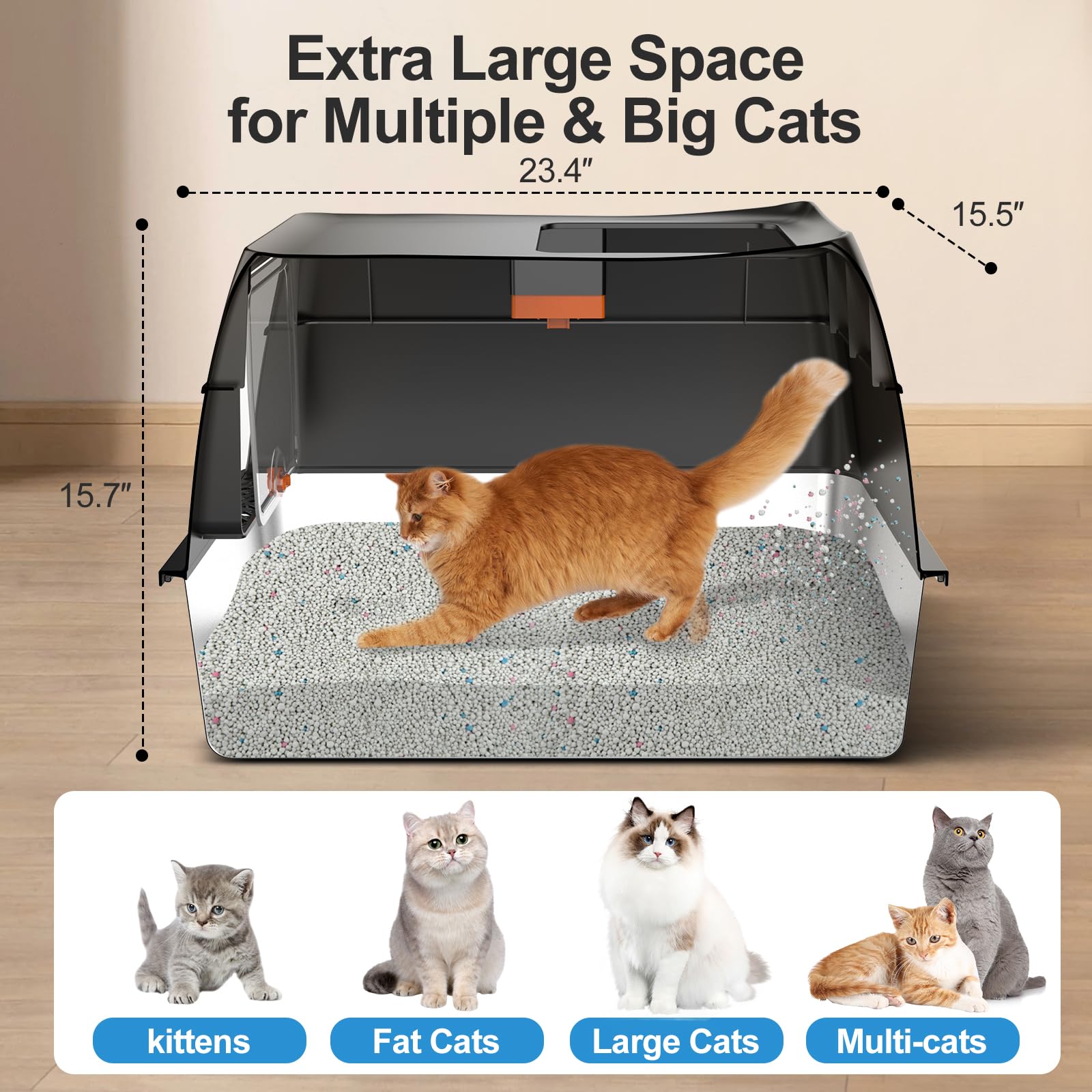 Lobeve Extra Large Stainless Steel Litter Box with Lid. Chosen for real quality, fits naturally
