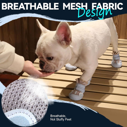 Dog Shoes for Large Small Medium Dogs, Breathable Mesh Dog Boots & Paw Protectors for Summer Hot Pavement Winter Snow, Waterproof Anti-Slip Dog Booties for Hiking Hardwood Floors(Blue-Beige6)