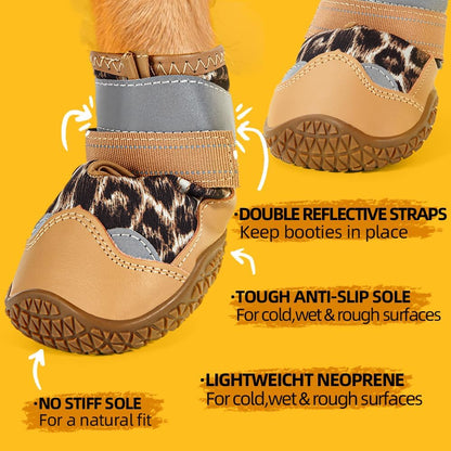 Dog Shoes for Large Dogs, Medium Dog Boots & Paw Protectors for Hardwood Floors, Outdoor Dog Booties for Hot Pavement Winter Snow Hiking, Waterproof Dog Shoes with Reflective Strips Size 7