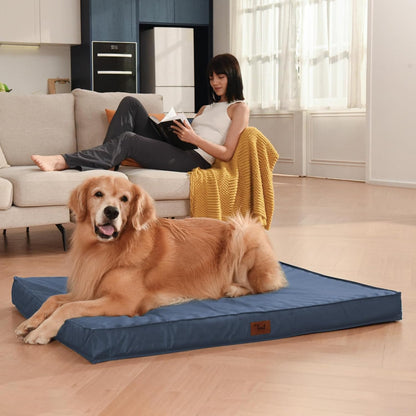 Outdoor Dog Bed for Medium Dogs, Waterproof Dog Crate Bed for Puppy Beds, Orthopedic Egg Crate Foam Pet Bed with Washable and Removable Oxford Cover, Navy
