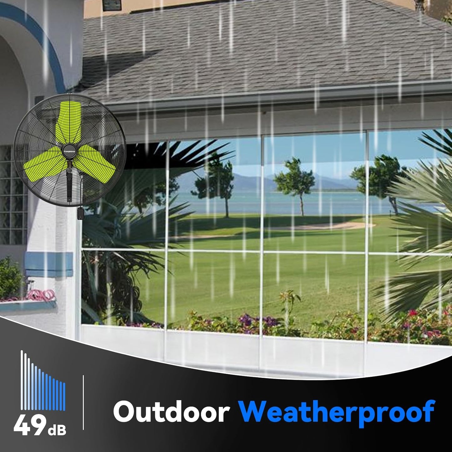 Pro 9500 CFM 24" Outdoor IP44 Waterproof Wall Mount Fan, 3-Speed Oscillating Metal Fans with Enclosure Motor, Heavy Duty Wall Fan for Patio, Warehouse, Garage, and Jobsite