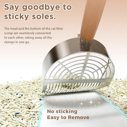 Cat Litter Scoop, Litter Scooper, Metal Cat Litter Scoop, Stainless Steel Cat Litter Scoop, Kitten Pooper Lifter, Kitty Metal Scooper with Holder for Cat Litter Box Strip Holes Easy Cleaning