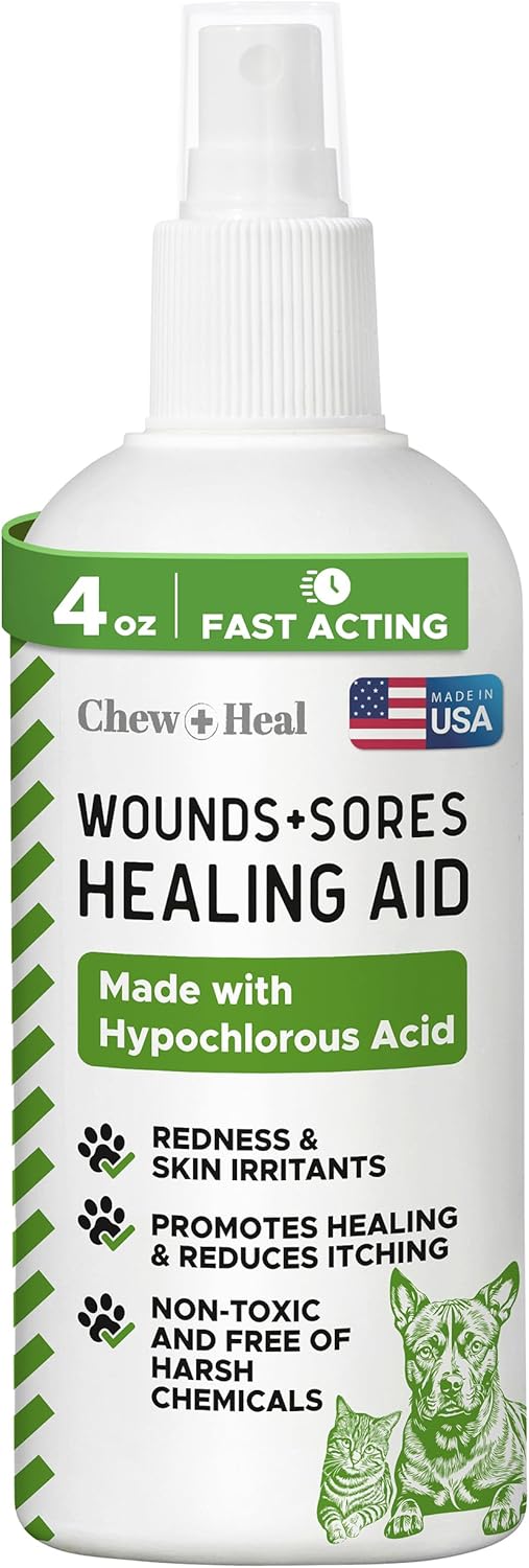Hypochlorous Acid Spray for Dogs ??4oz Dog Wound Spray for Cuts, Burns, Sores, Abrasions, and More ??Non Toxic and Chemical Free HOCI Wound Care ??Made in The USA