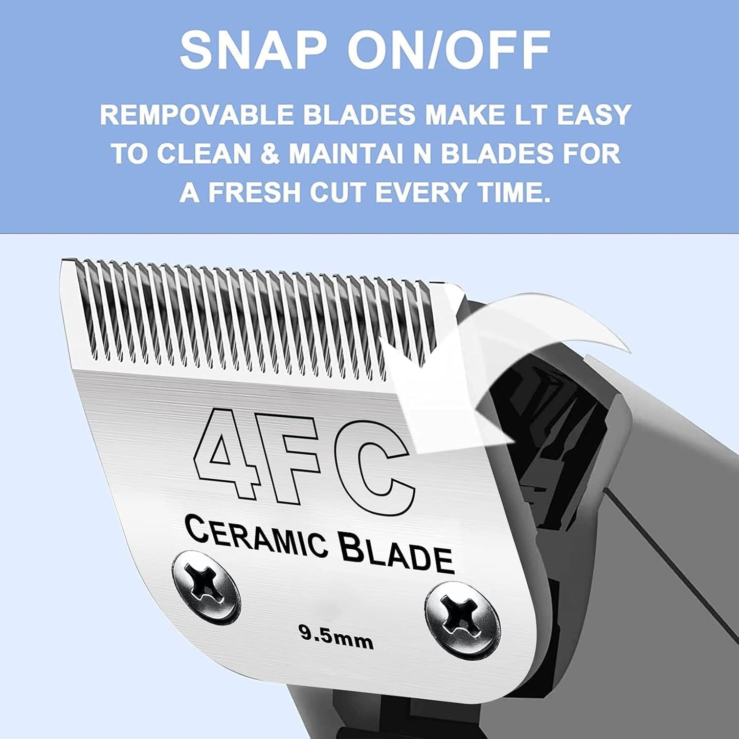 2PC 4FC Blade Detachable Pet Clipper Replacement Blades Compatible with Andis Pet Clipper/Oster A5/Wahl KM Series Dog Clipper,Ceramic Blade & Stainless Steel Blade