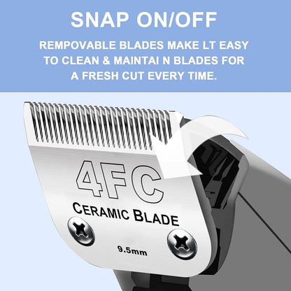 5PCS 10 Blades Dog Grooming Replacement Blades Compatible with Andis Pet Clipper/Oster A5/Wahl KM Series Dog Clipper,Ceramic Blade & Stainless Steel Blade, Size ：#10+30+40+5FC+4FC