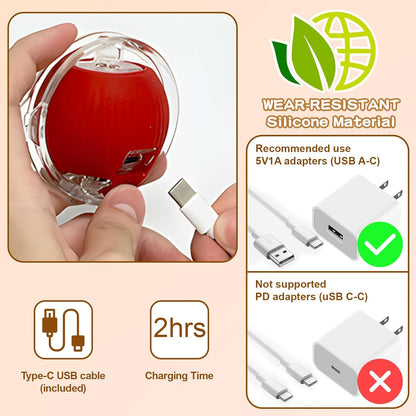 Rocfish Interactive Cat Toys Ball - Automatic Fast Rolling Ball in Play Mat, Hide and Seek Mouse Catching Game, Low-Noise Cat Enrichment Toys in Pouch for Indoor Bored Cats (Red Toy & Round Mat)