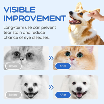 Eye Wipes for Dogs & Cats - Tear Stain Remover for Dogs - Dog Eye Cleaner, Eye Debris, Discharge, Mucus Secretions - Eye Wipes for Dogs & cat Eye Wipes (3.2 in,300pcs)