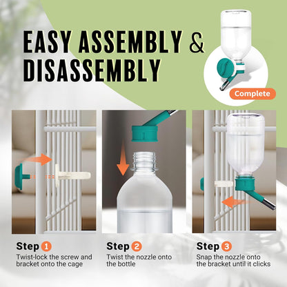 Choco Nose Patented Mini No-Drip Water Bottle/Feeder for Hamsters/Hedgehogs/Gliders/Rats/Mice/Other Small Pets and Animals - for Cages, Crates or Wall Mount. 10.2oz. Nozzle 10mm, Green (C125)